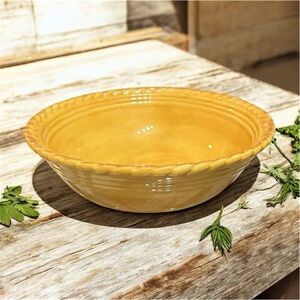 Artimino Tuscan Stoneware Serving Bowl Yellow Rustic Rope Rim - Mediterranean